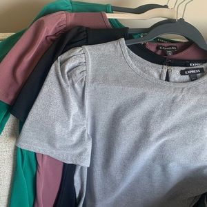 EXPRESS TOP BUNDLE crew neck puff sleeve tee (4)